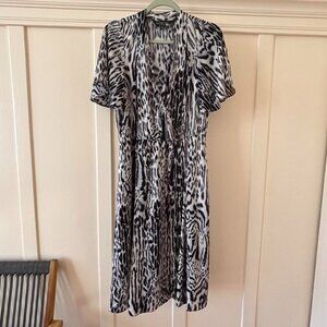 Rachel Roy Animal Print Faux Wrap Midi Dress MEDIUM